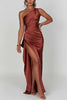 SilkSway™ – One Shoulder Drape Slit Maxi Dress