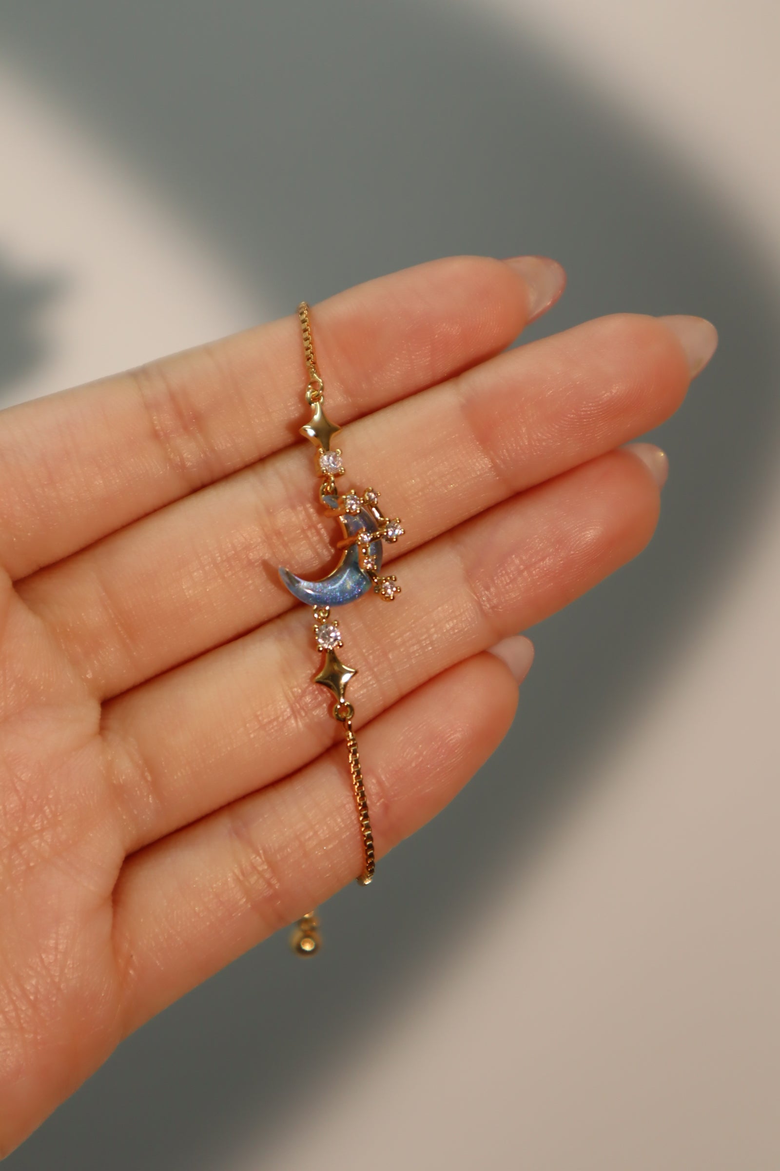 LunaGlo™ – 18K Real Gold Plated Moonstone Moon Star Bracelet