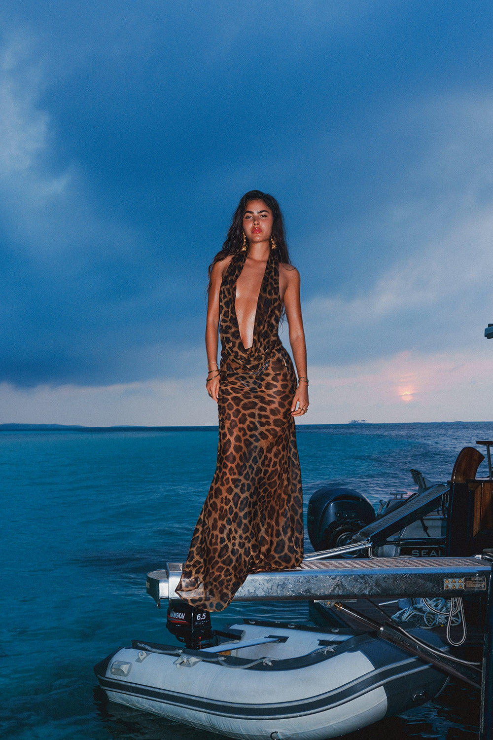 WildGrace™ – Leopard Print Halter Maxi Dress